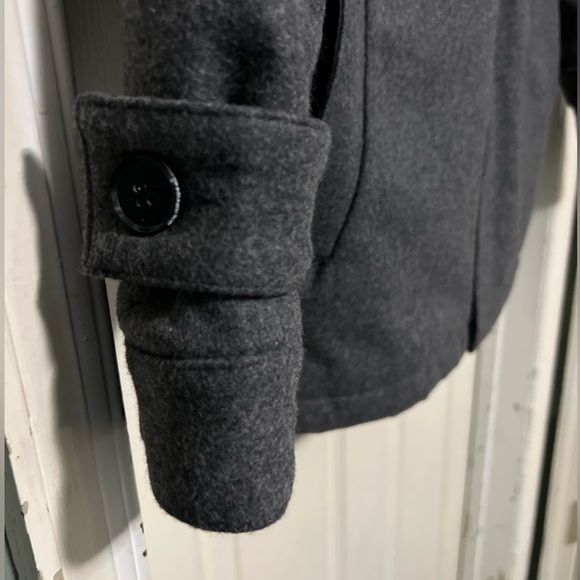 NWT $230 Lifted Research Kingsford Quilted Lined Wool Duffle Coat in Charcoal - Picture 8 of 17